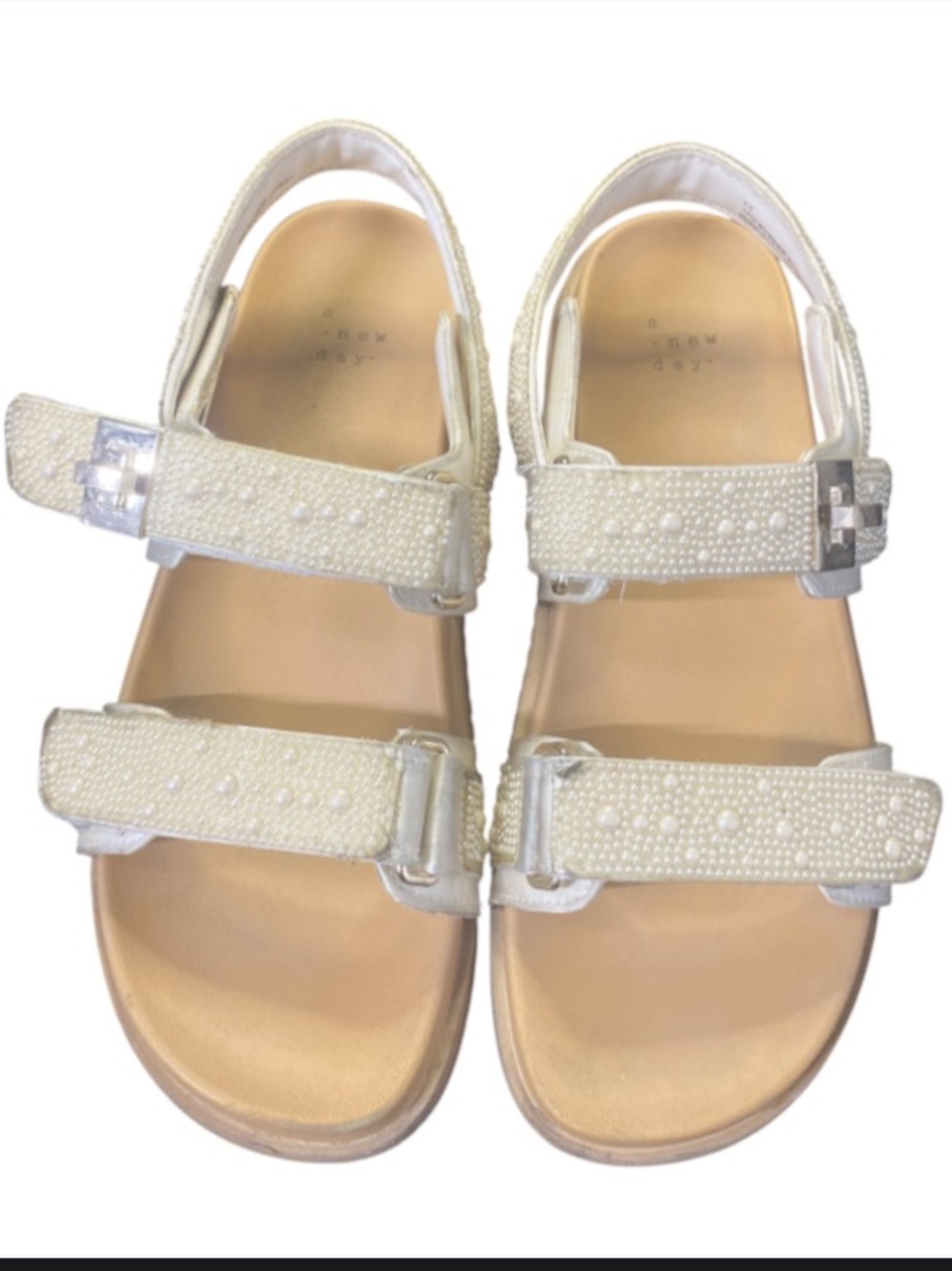 A New Day Pearl-Detail Ivory Sandals size 8.5